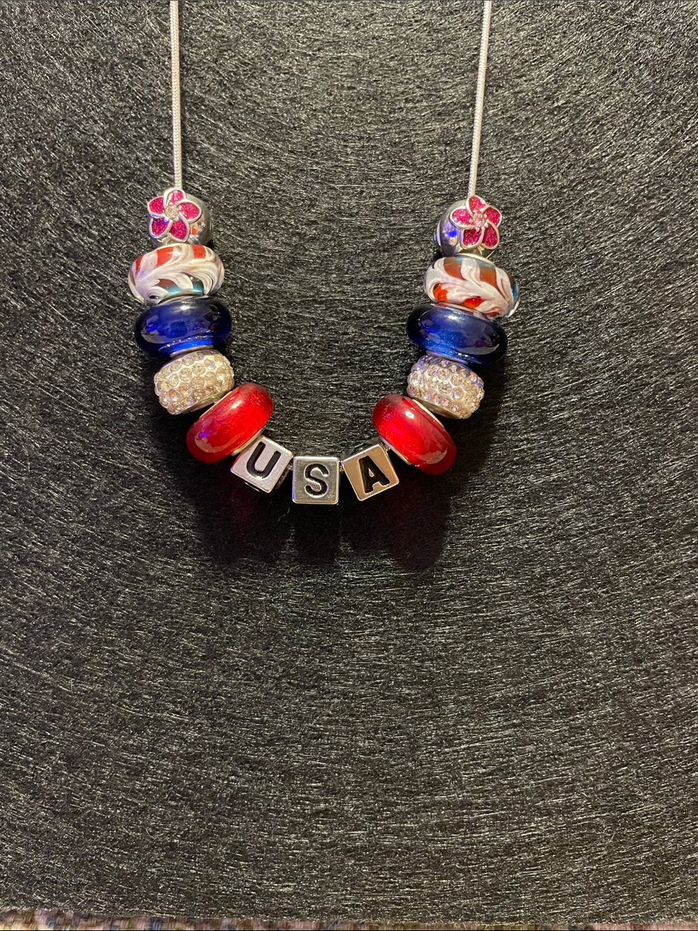America the beautiful - Sterling Silver, Red, White & Blue & USA letter beads